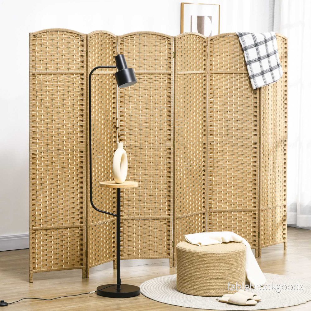Bambu rumsavdelare 6-panel, naturlig, vikbar sekretessskärm - Bild 2