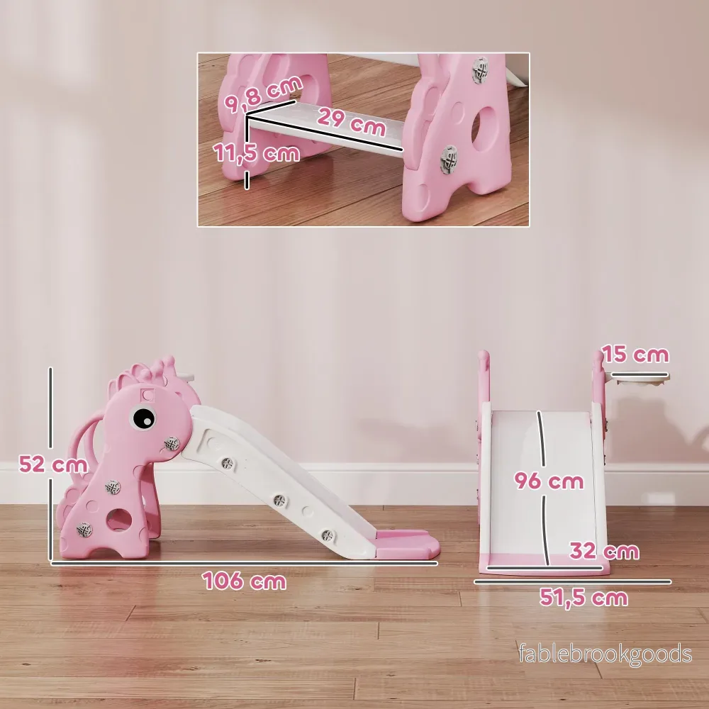 Rutschkana med basketkorg för småbarn, giraffdesign, rosa - Bild 3