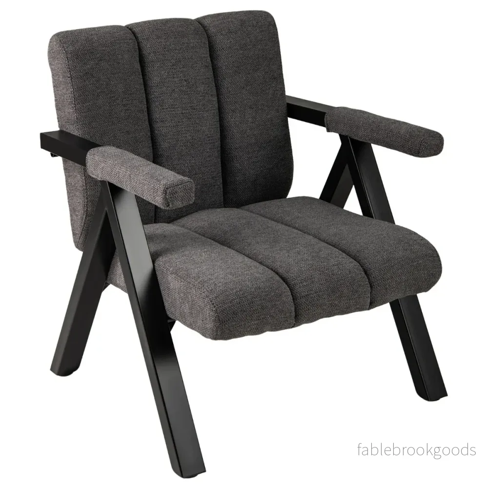Polstret – loungestol med armlæn og metalramme, moderne sofa afslapningsstol – Grå