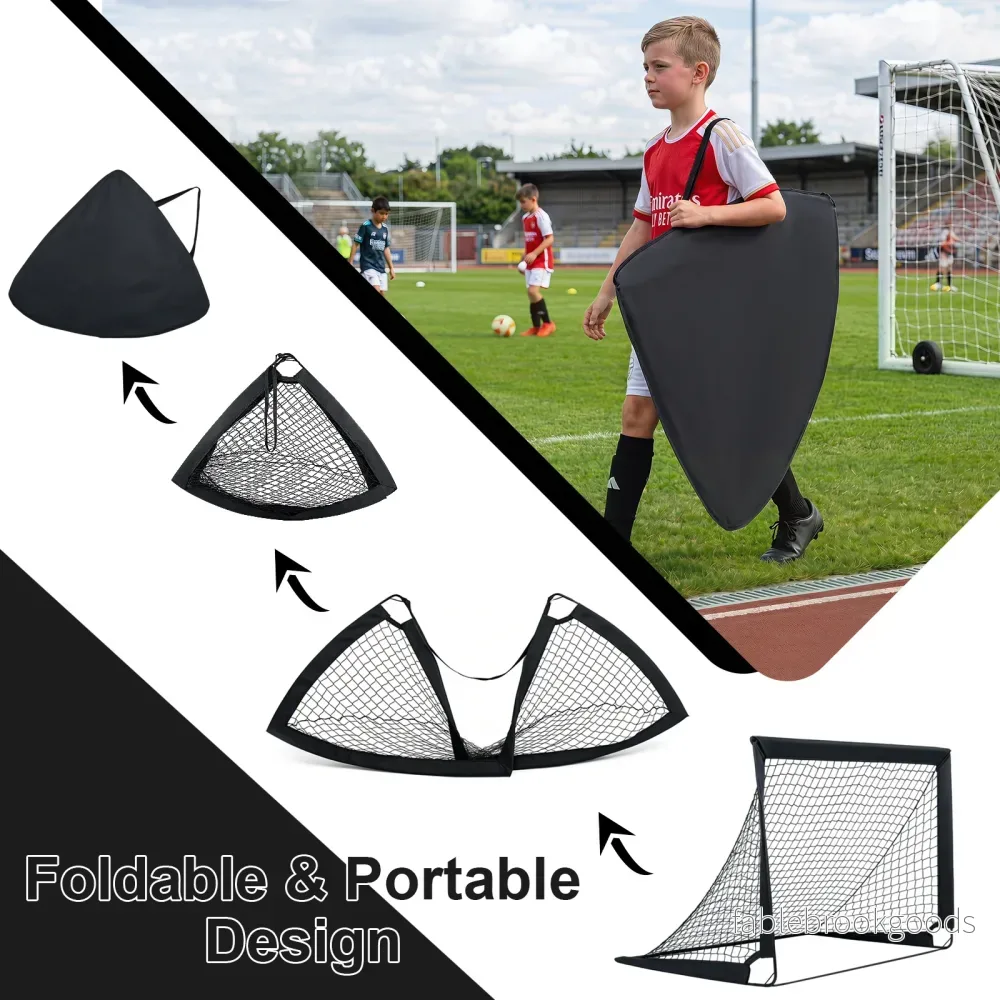 2‑pack – pop‑up fotbollsmål för barn med glasfiberrör och metallkopplingar – 120 x 90 x 92 cm - Bild 3
