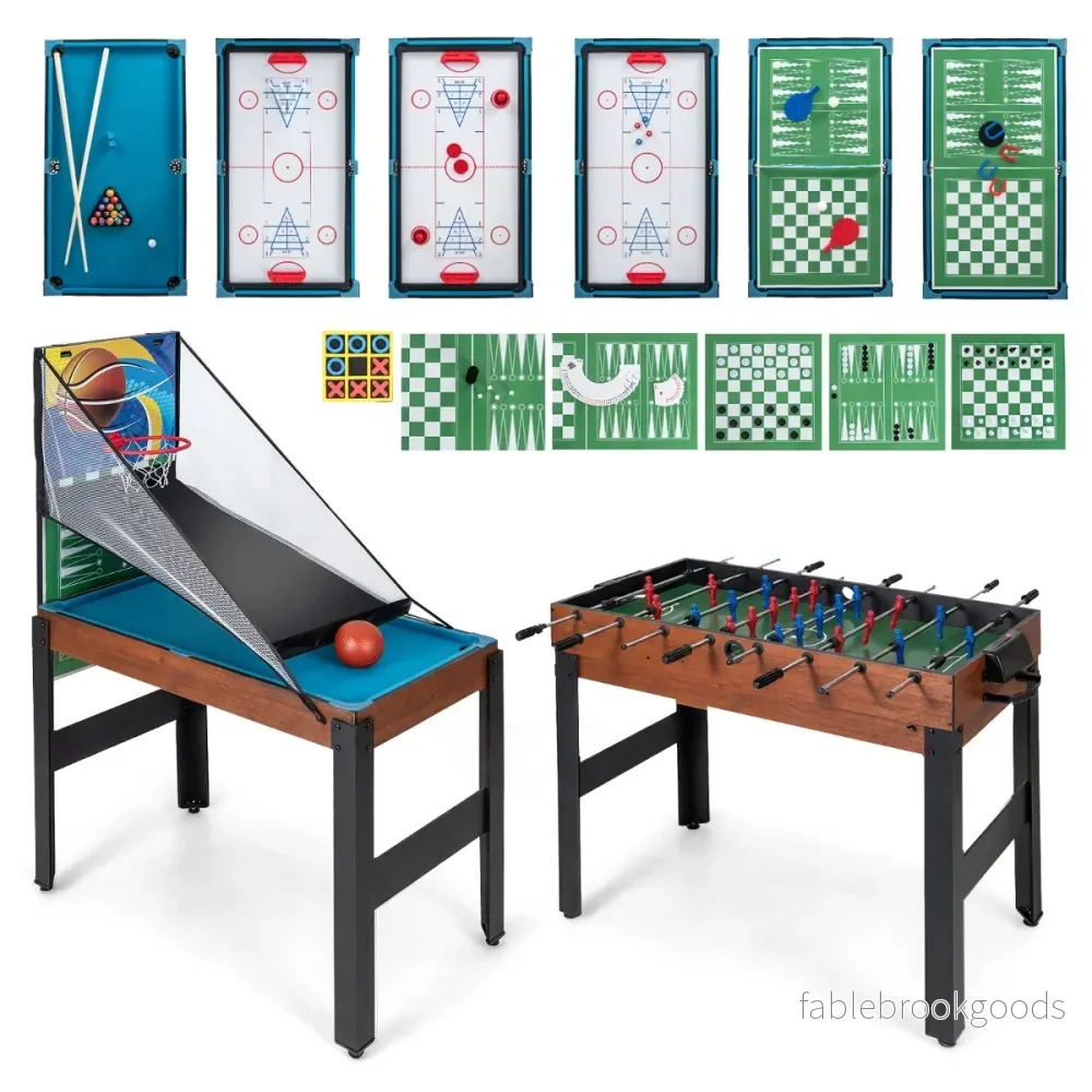 i – Spelbordsset Multifunktionellt med Fotbollsbord Hockey Biljard Bordtennis Natur+ – 15 1 – Svart