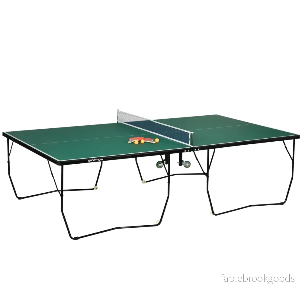Vikbart inomhusbordtennisbord med hjul – Grön Vikbart inomhusbordtennisbord med hjul – Grön