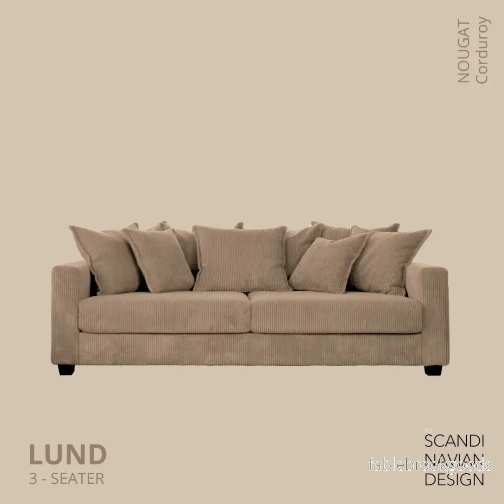 Lund 3-seater Sofa, Nougat Corduroy, removable & washable cover Lund 3-seater Sofa, Nougat Corduroy, removable & washable cover