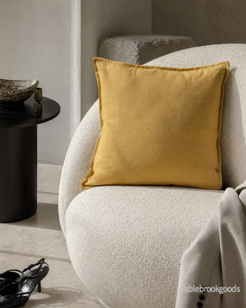 Kuddfodral Classic Linen Ockra - Bild 2