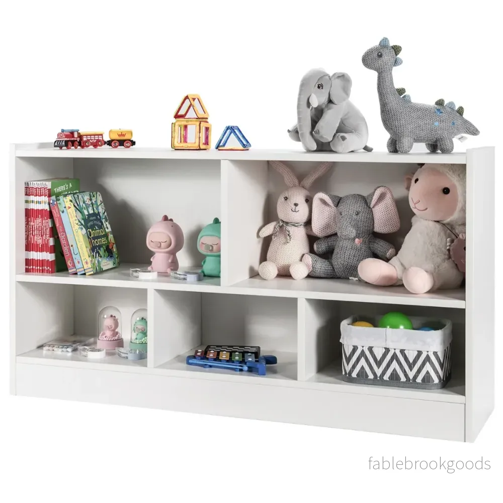 Barnleksaksskåp – av trä Barnhylla Bokhylla – 111 x 30 x 61,5 cm – Vit - Bild 2