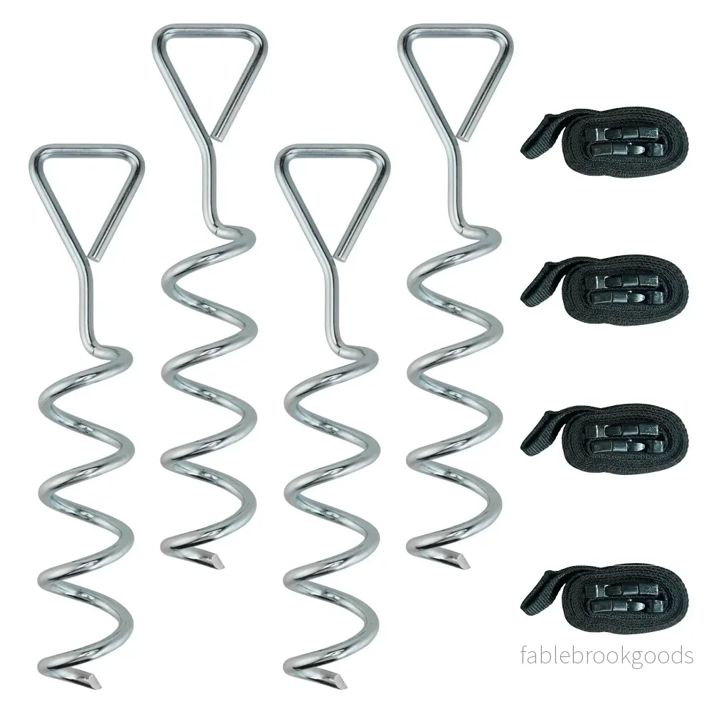 Studsmattaankare, 4 spiralpinnar, justerbara remmar