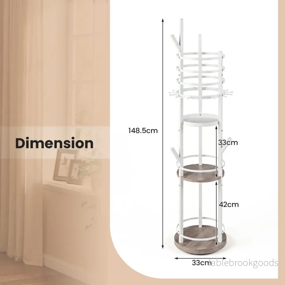 Smyckesställ – 360° roterbart för Örhängen och Halsband med Hyllplan Vitt – 3 – Vit - Bild 2