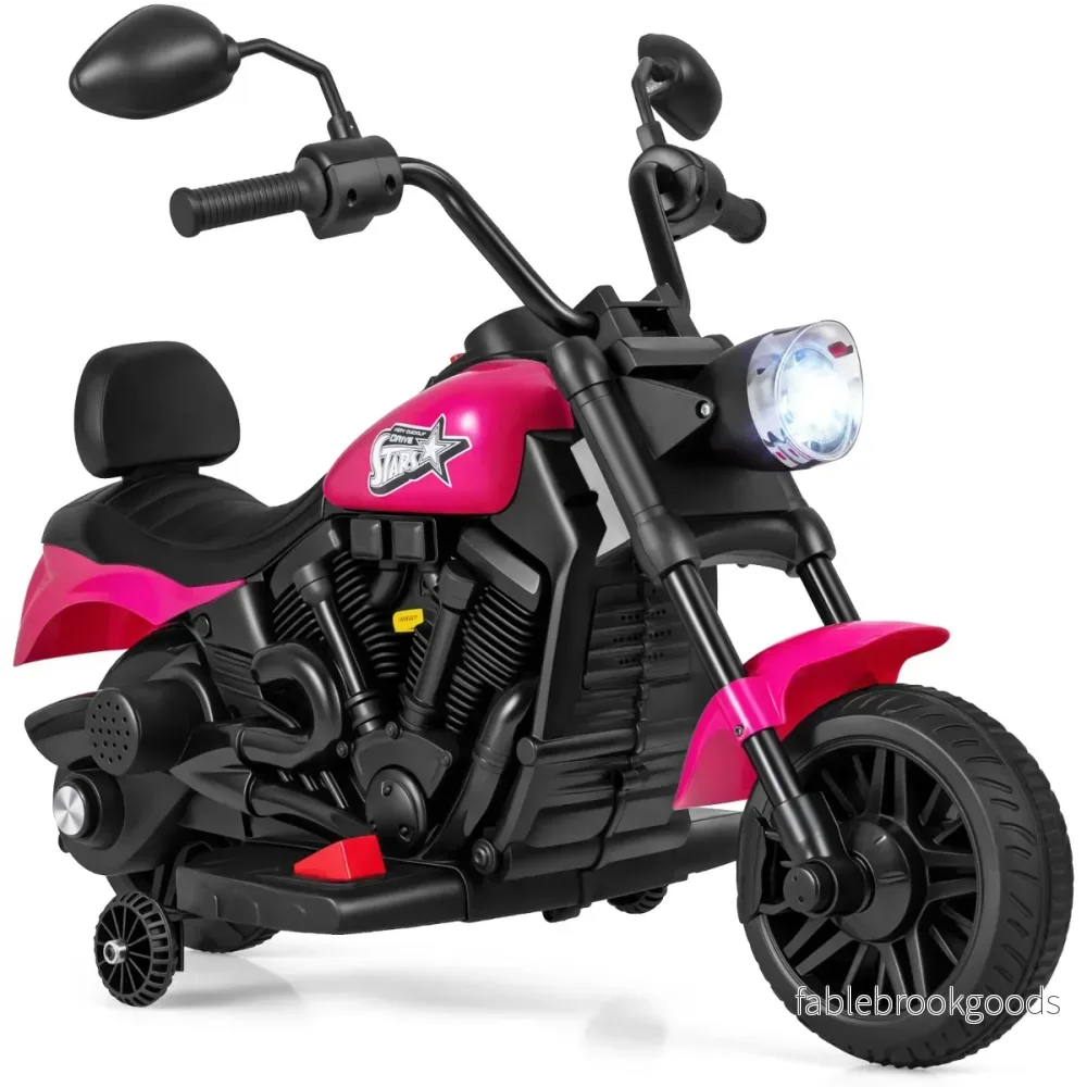 6V – elektrisk barnmotorcykel Chopper med musik, strålkastare, fotpedal och stödhjul – 2 – Rosa