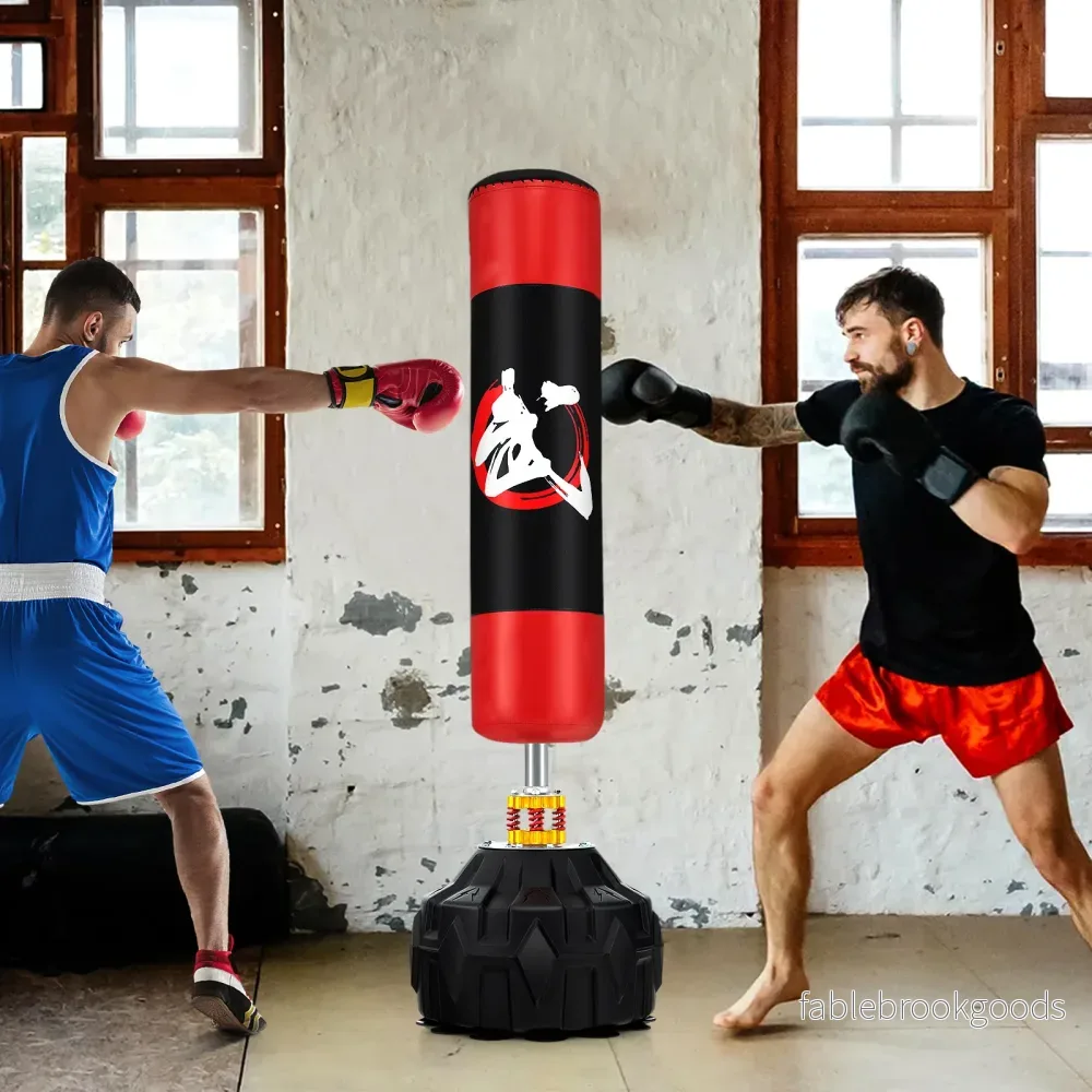 Frittstående – boxsekk med fyllbar sugefot MMA kickbokssekk punching ball – 178 cm – Röd och svart - Bild 3