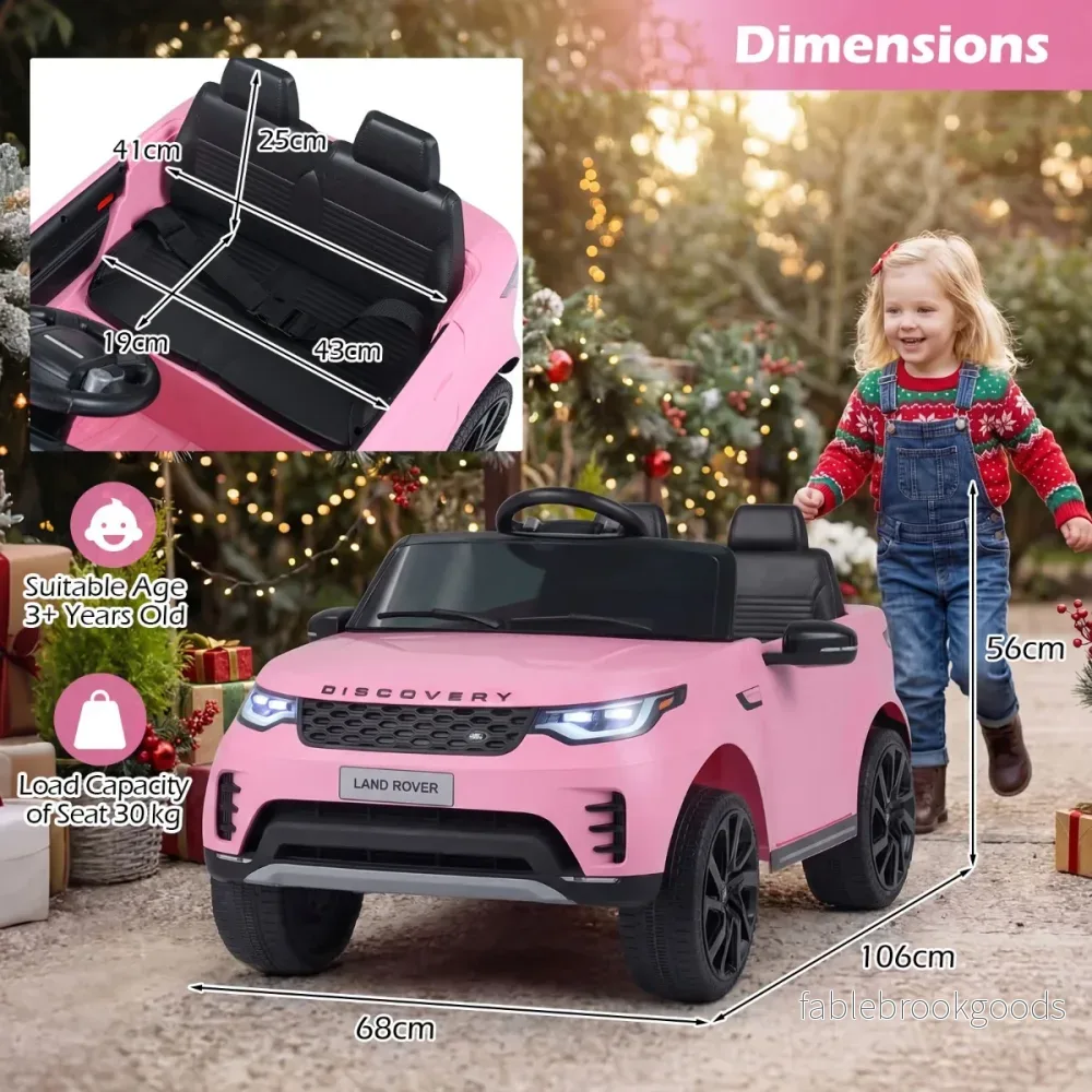 12V – Land Rover Barn Elbil Fjäderdrift LED Musik Trådlöst från år – 3 – Rosa - Bild 2