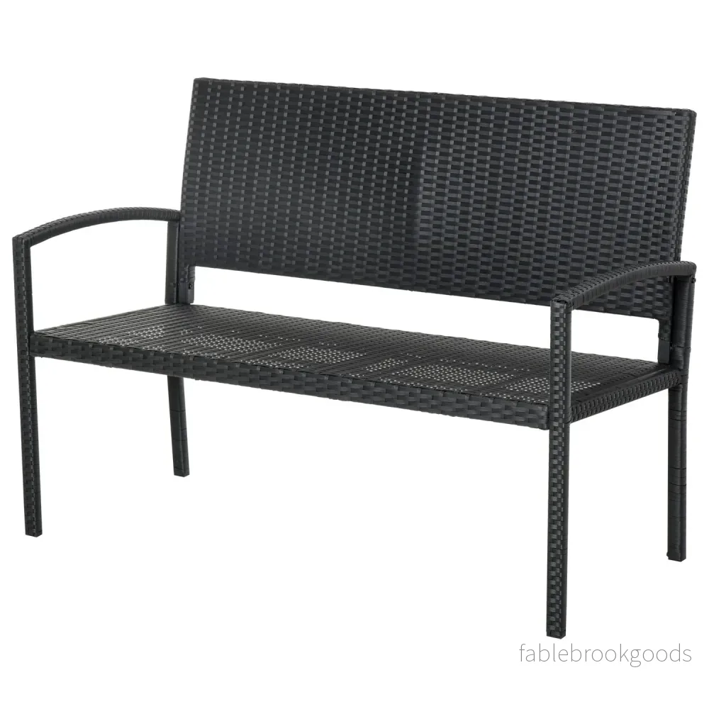 Wicker Trädgårdsbänk, 2-sits – Svart, 122 x 60 x 87 cm Wicker Trädgårdsbänk, 2-sits – Svart, 122 x 60 x 87 cm