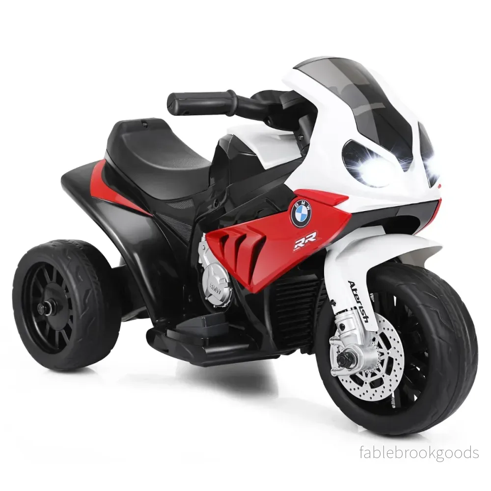 Barnmotorcykel – med träningshjul V elmotorcykel musik – 6 66 x 37 x 44,5 cm – Röd
