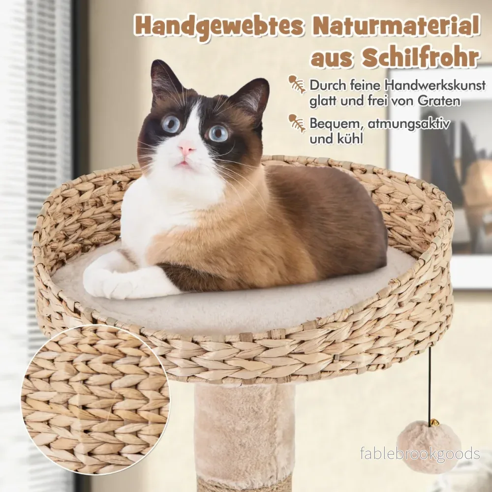 Kattträd – med Abborre och Cattail Basket Bed vånings klätterträd – 6 164 cm – Natur - Bild 2