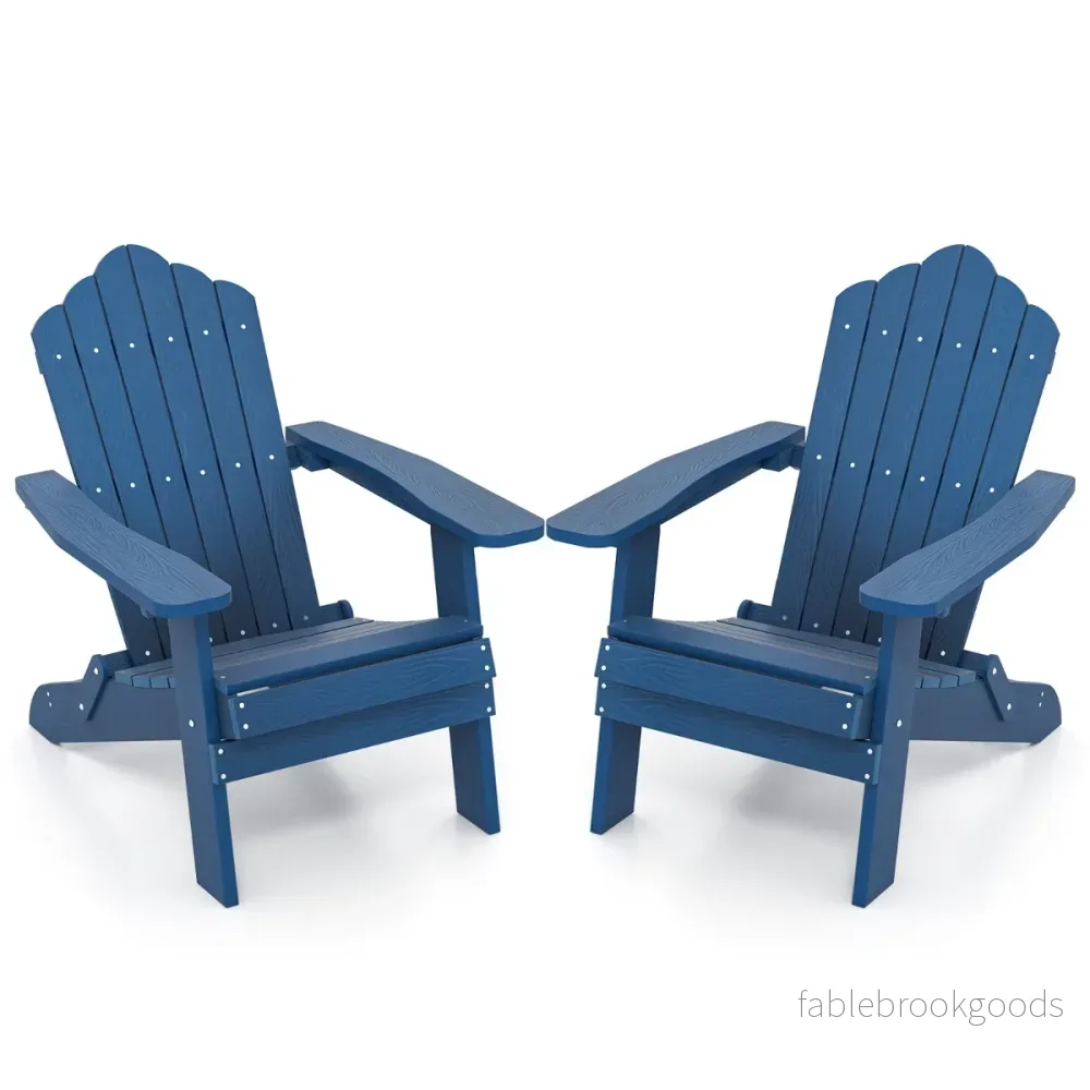 set – Hopfällbar Adirondack stol, väderbeständig – 2 – Marinblå