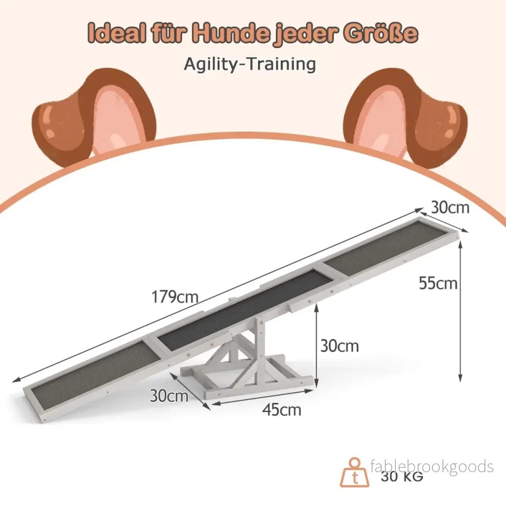 Trä – Hund Agility Vippbräda och leksaksset Utomhus lökleksak Klätterplattform – Vit - Bild 2