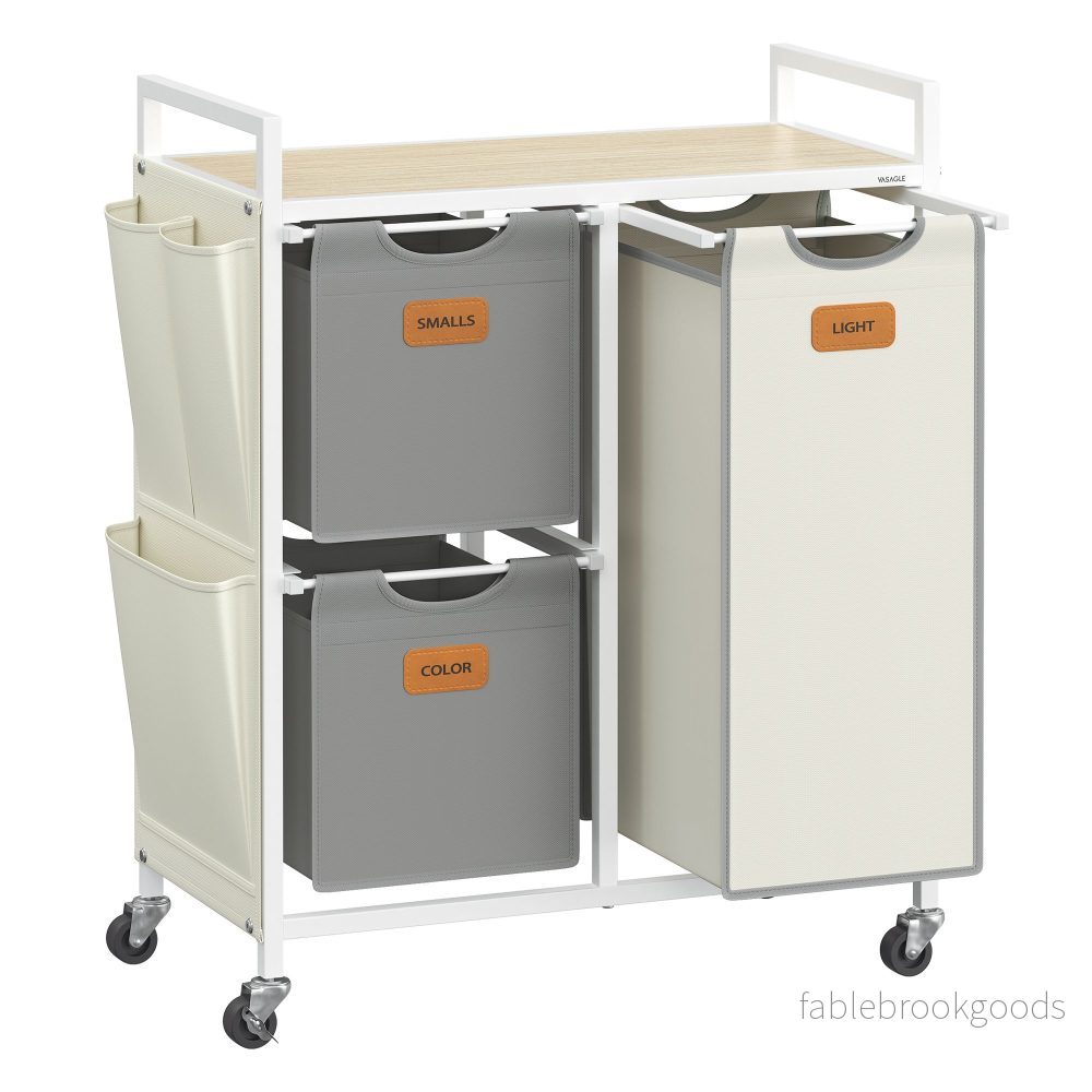 Tvättkorg med 3 fack – Snygg design – Naturlig beige-duva grå-krämvit Tvättkorg med 3 fack – Snygg design – Naturlig beige-duva grå-krämvit