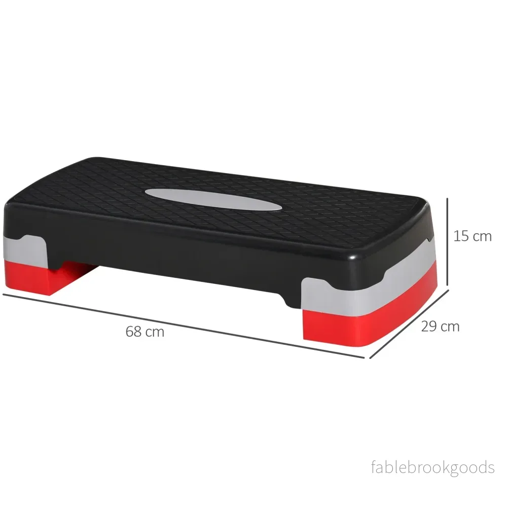 Justerbar Aerobic Stepper – 2 nivåer, 10/20 cm, svart/grå/röd - Bild 2