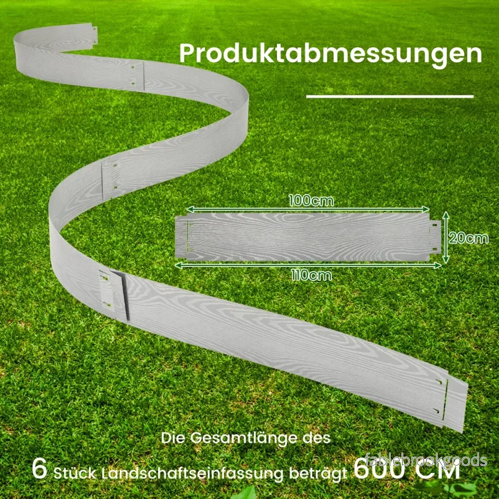delad – gräskant Verzinkt Metall lång rabatter DIY högbädd trädgårdsbädd – 6 6 m 110 x 20 cm – Silver - Bild 2