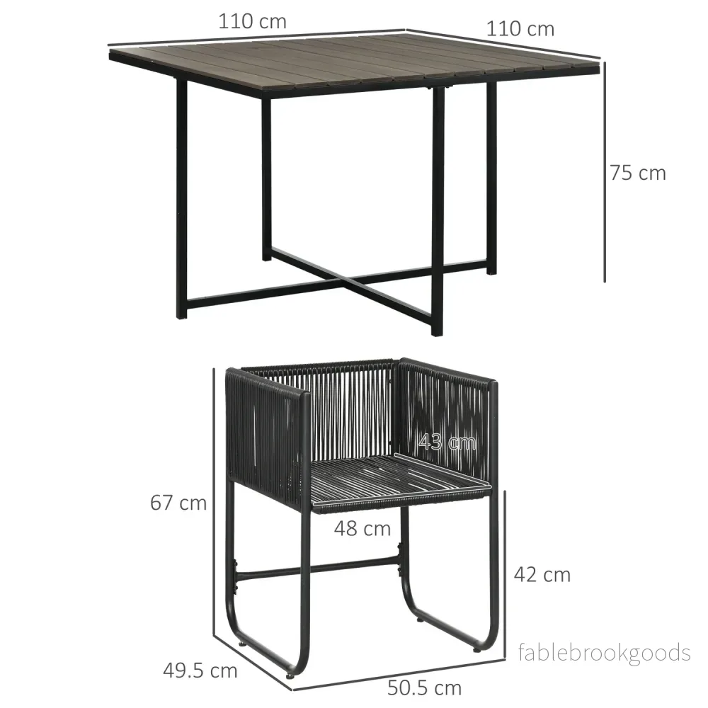 Trädgårdsmatset i polyrattan – 5 delar, inklusive bord och stolar - Bild 3