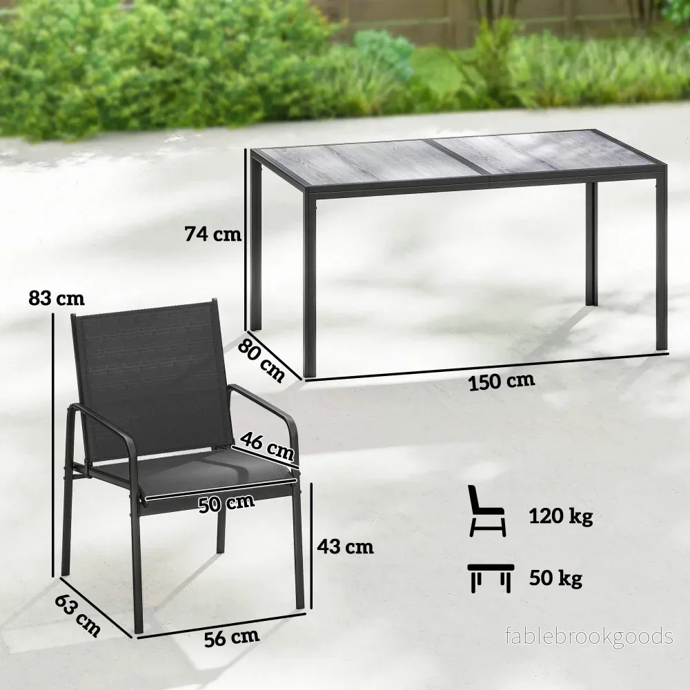 7-delat matset för utomhusbruk, rektangulärt bord och 6 stolar - Bild 3