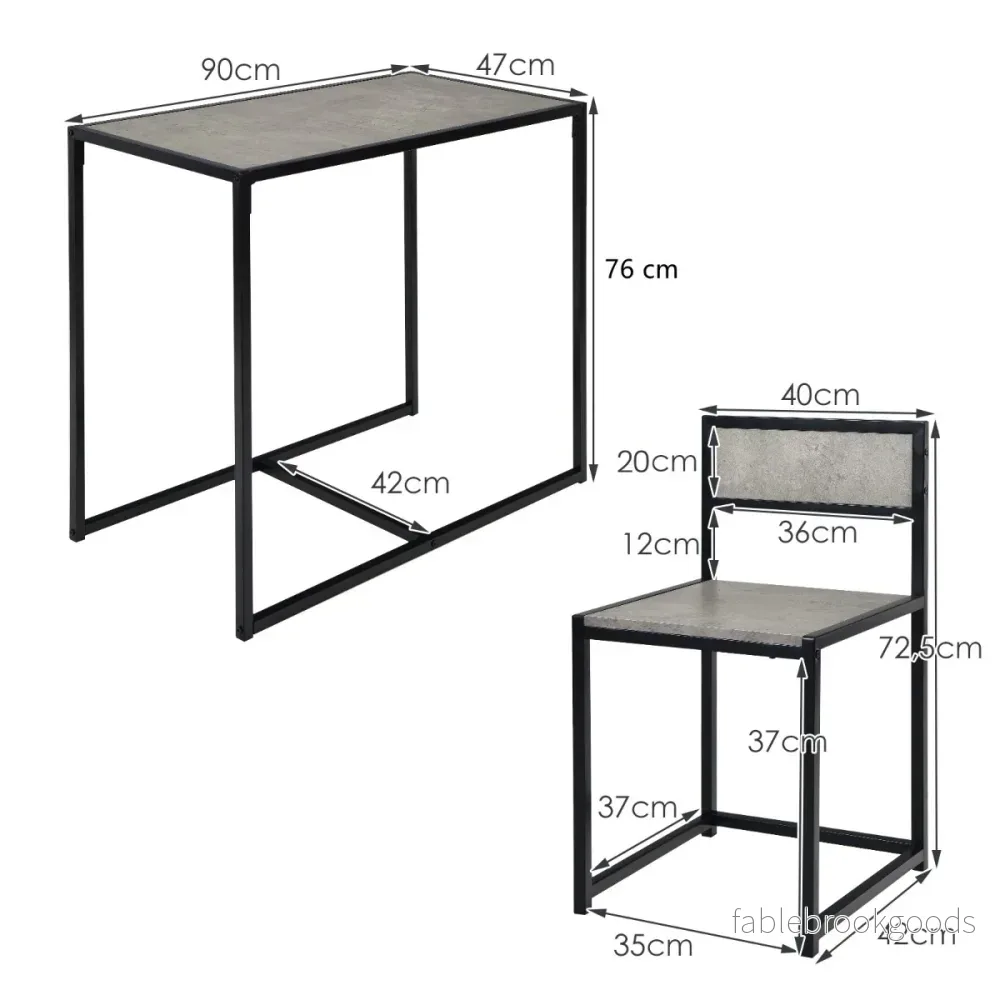 delat – köksbordsset med kompakt och stolar trämaterial + metallgrå – 3 2 – Grå - Bild 2