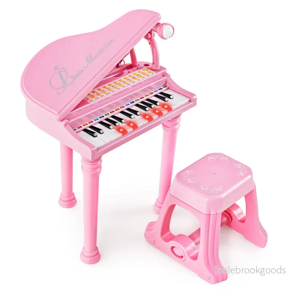tangenter – Barntangentbord med Pall Piano Toy – 31 35 x 30 x 55 cm – Rosa