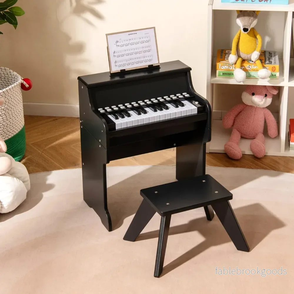 tangenter – Mini digitalpiano med pall Barnpiano justerbar hastighet – 25 – Svart - Bild 3