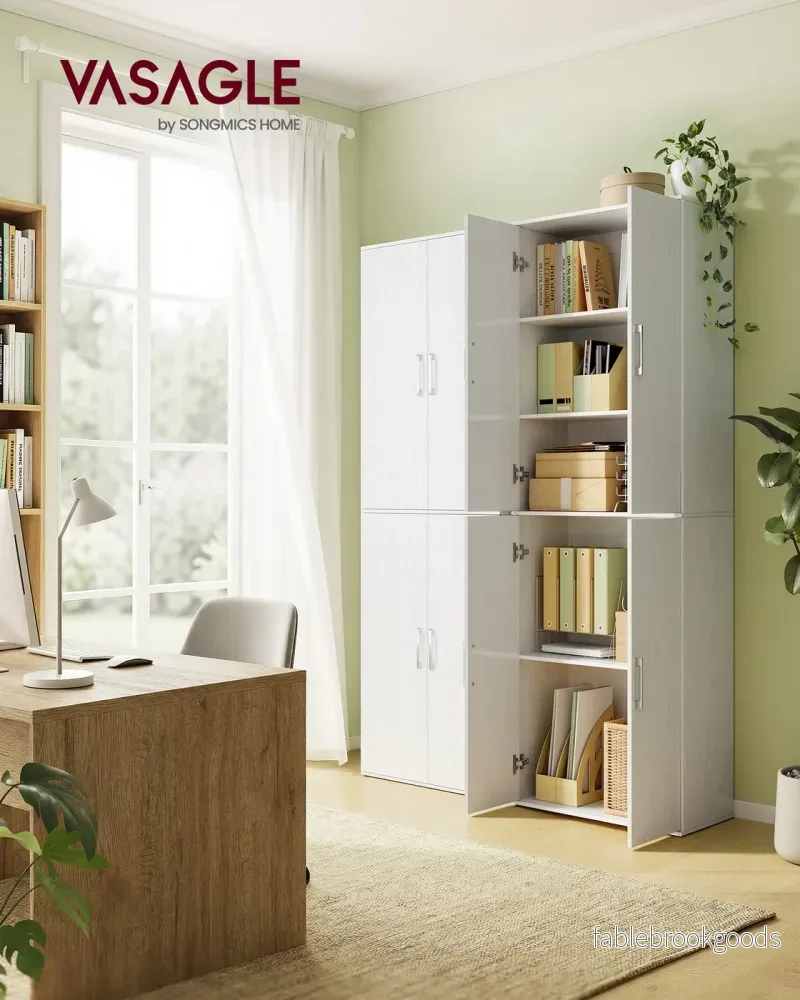 Kast - 80 x 40 x 180 cm - 4 deuren, 5 planken - Sneeuwwit - Max. belasting per plank 25 kg - Bild 2