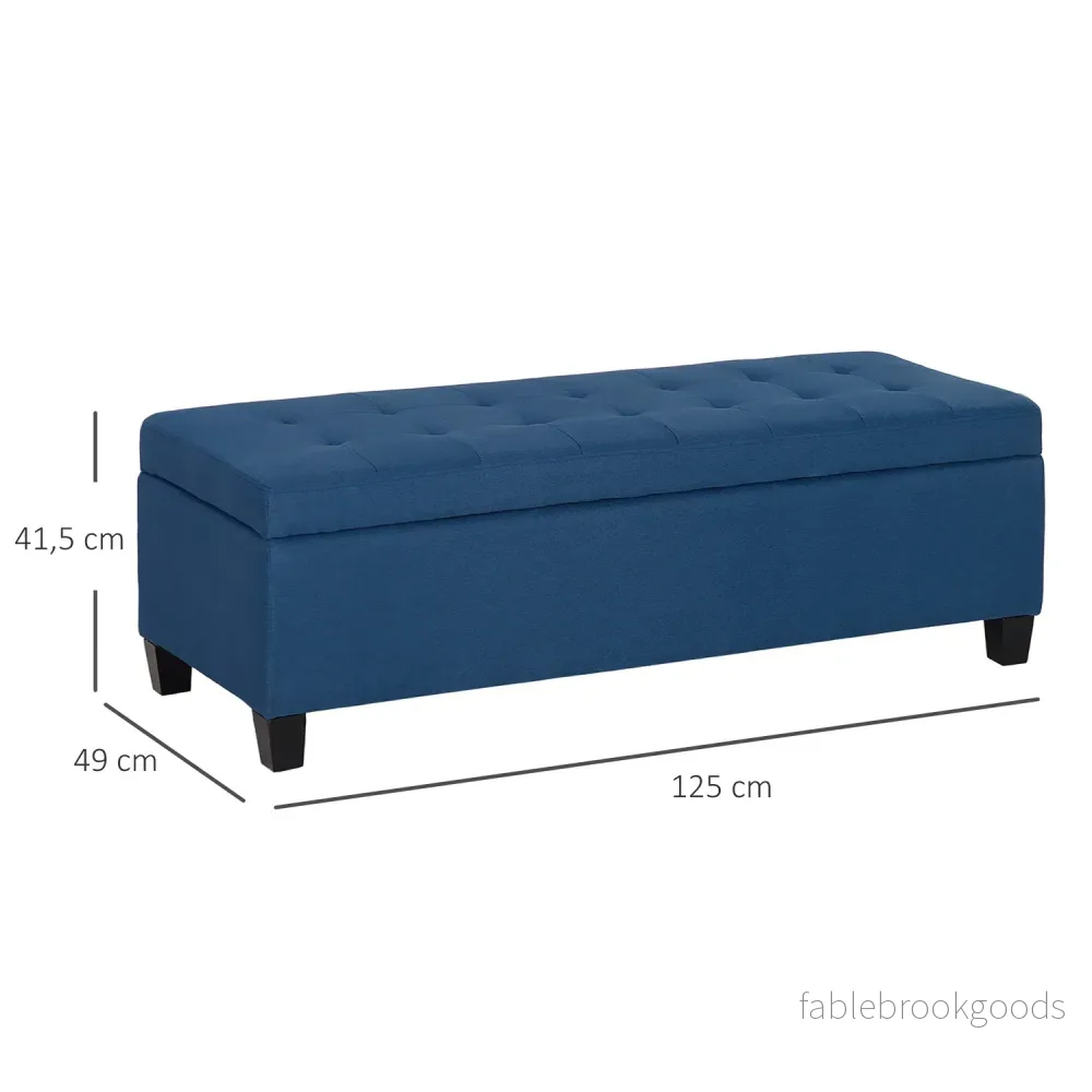 Förvaring Ottoman bänk med knapptuft, blå, 125 cm - Bild 3
