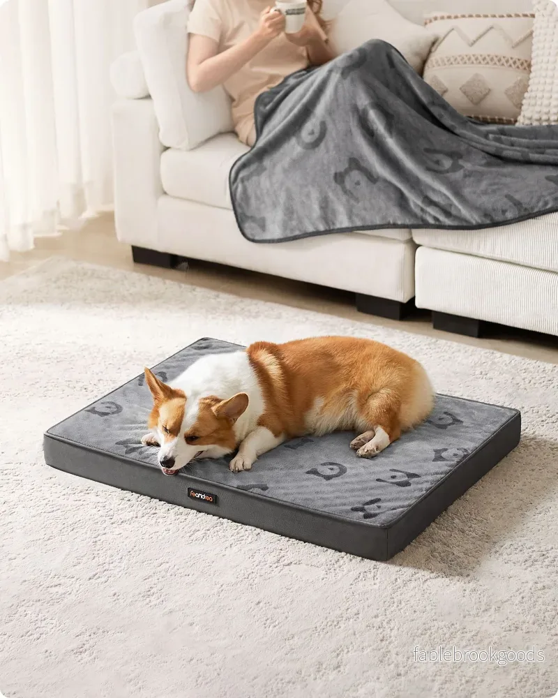 Ortopedisk hundsäng – Bekväm flanell – Dove Grey - Bild 2