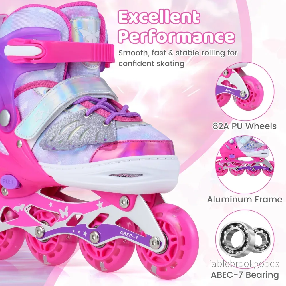 Inlineskor – För Barn Skater Storlekar Justerbara Med Lysande Hjul L – 4 – Rosa - Bild 3