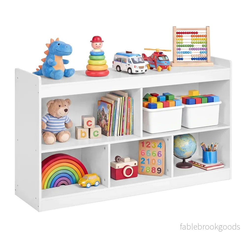 Kinderplank - 30 x 112,2 x 65 cm - Wolkenwit - 120 kg capaciteit bovenste plank - 20 kg per vak - Spaanplaat, MDF