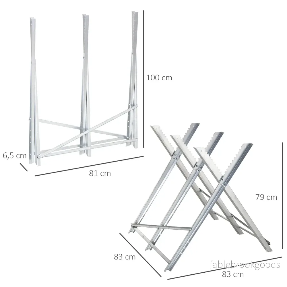 Hopfällbar silvermetallsåg för ved – 83x83x79 cm - Bild 3