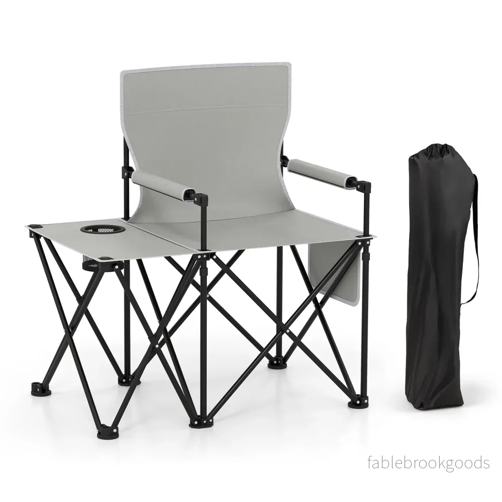 pack – strandstolar, hopfällbara picknickstolar med positioners justerbart ryggstöd och armstöd – 2 5 – Grå