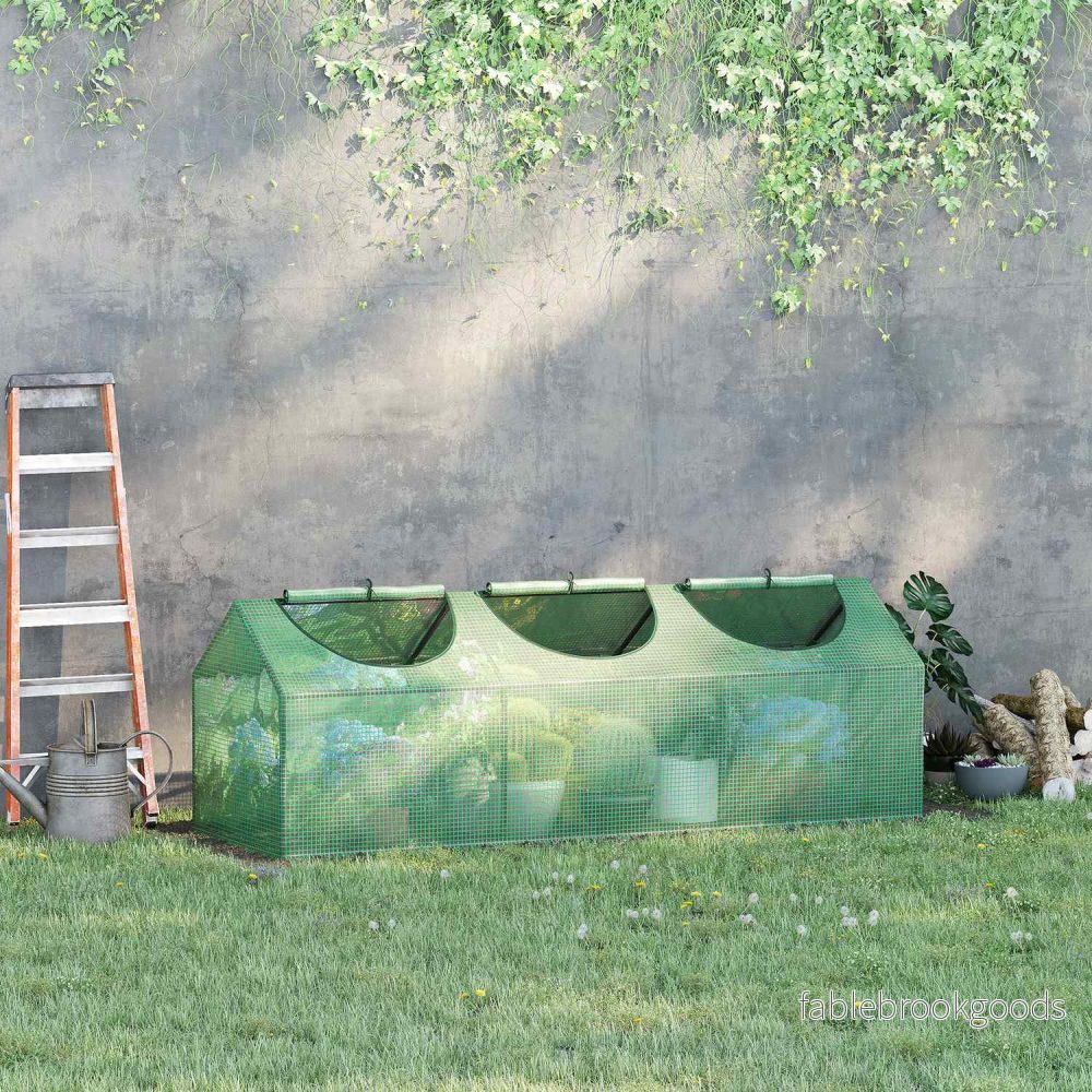 Växthus med fönster, grön PE Kallram, 180x60x60Cm - Bild 2