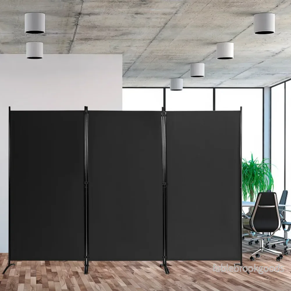 panels – rumsavdelare med justerbara glasunderlägg och robusta gångjärn stålbas – 3 – Svart