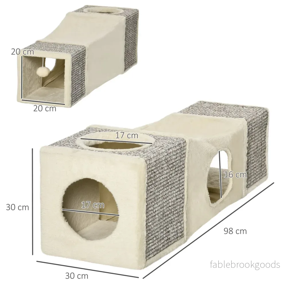 Katttunnelleksak med sisal och lekboll - Brun/Beige 98cm - Bild 3