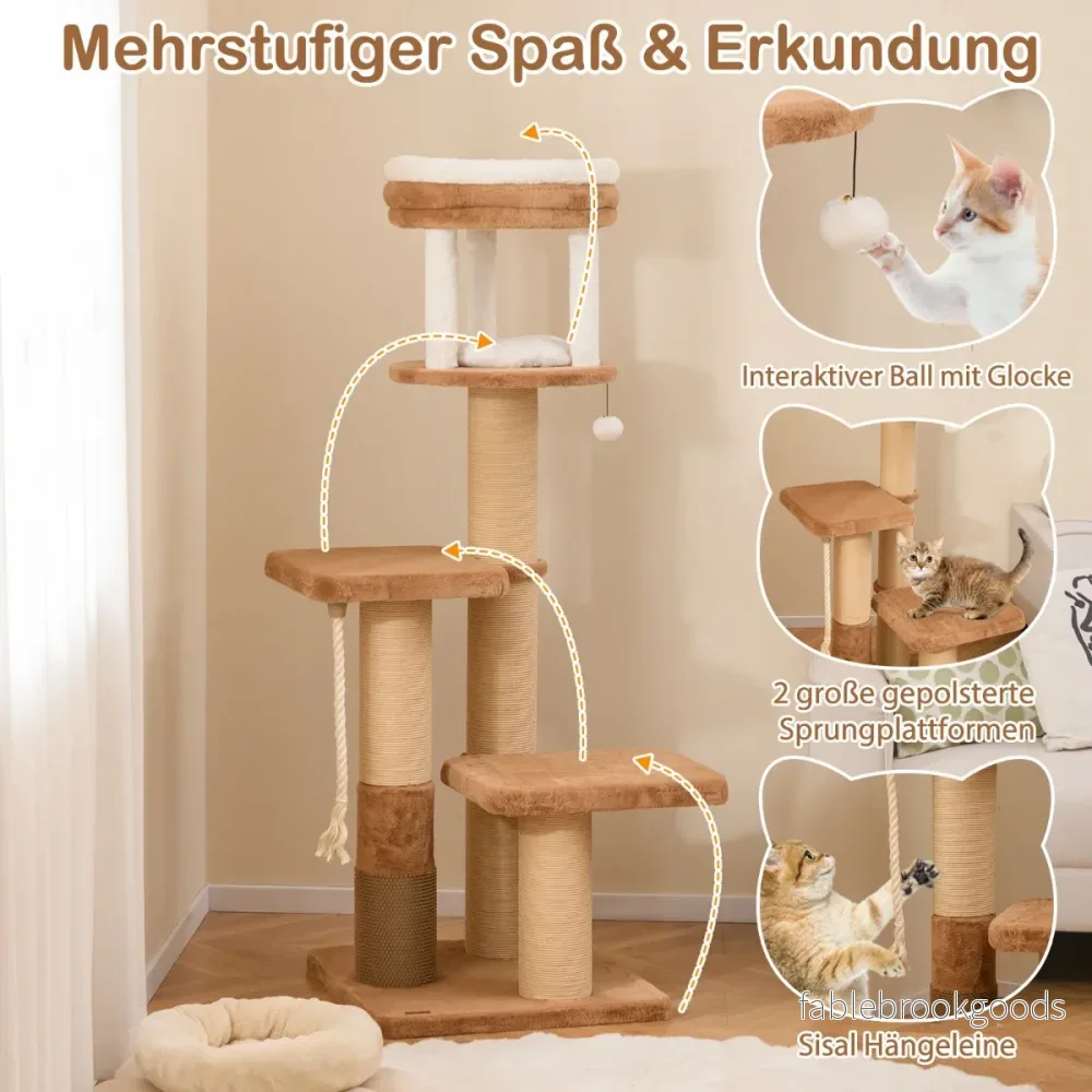 Skrapstolpe – med pälsborste och vadderad sits avtagbar kattsäng – Natur - Bild 2
