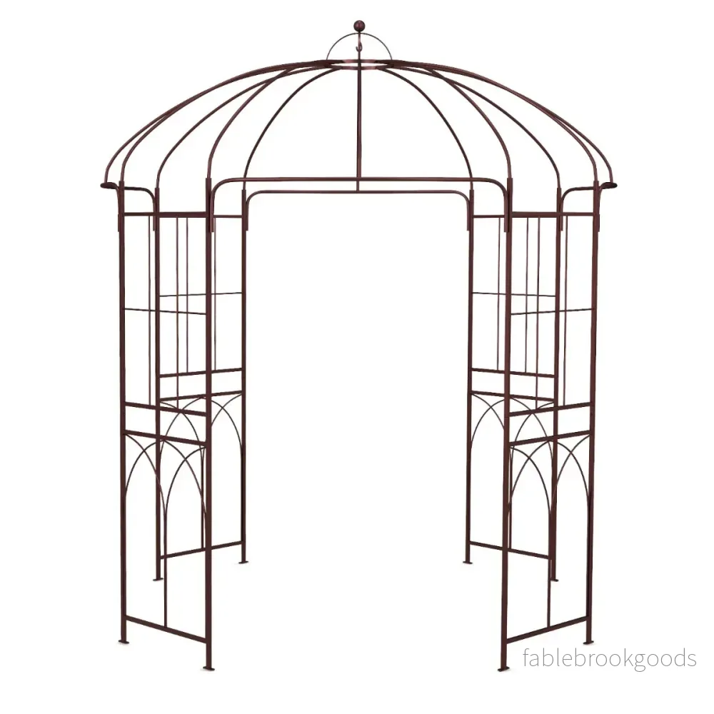 Metallrosbåge – i fågelburform valv spaljé trädgårdsbåge – 211 x 256 cm – Brons