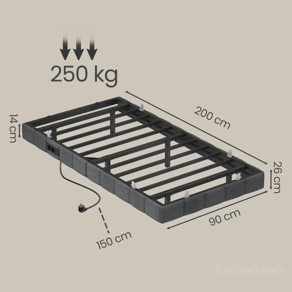 Bedframe - 90 x 200 cm - Met Ledverlichting - Gestoffeerd - Grijs - Bild 3