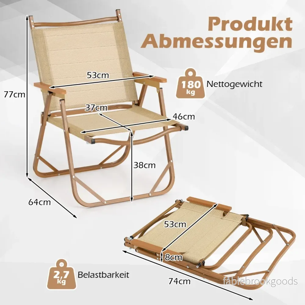 pack – Fällbara campingstolar med aluminiumram Ultralätta – 2 – Beige - Bild 2
