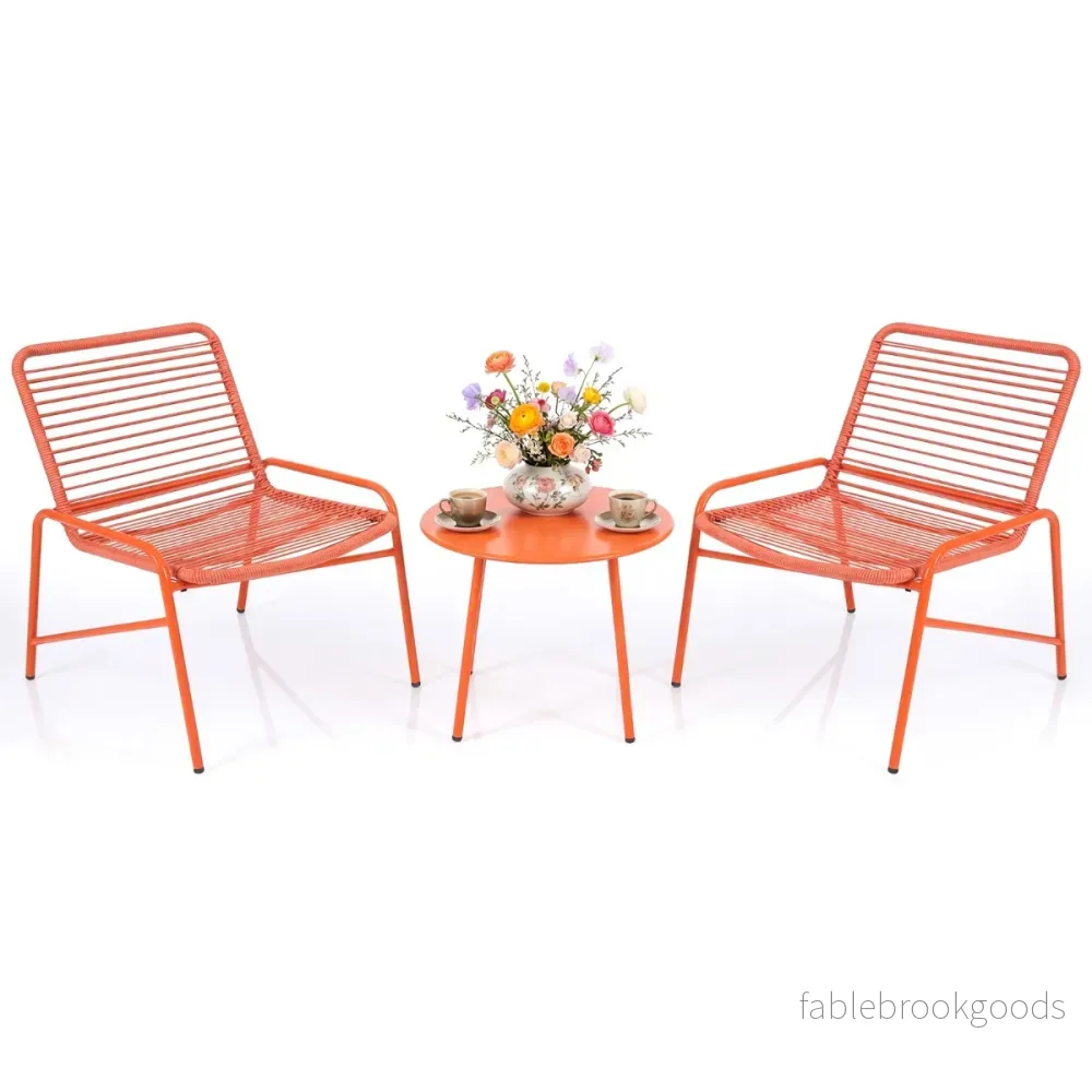 Tredelat – Trädgårdsmöbelset Bistro Set med Trädgårdsstolar och Sidobord Balkongset för Personer – 2 2 – Orange