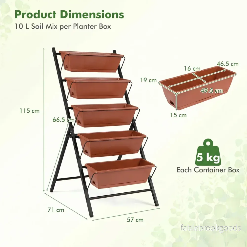 stegs – vertikalt högbed odlingsbed med uttagbara blomlådor – 5 5 – Röd - Bild 2