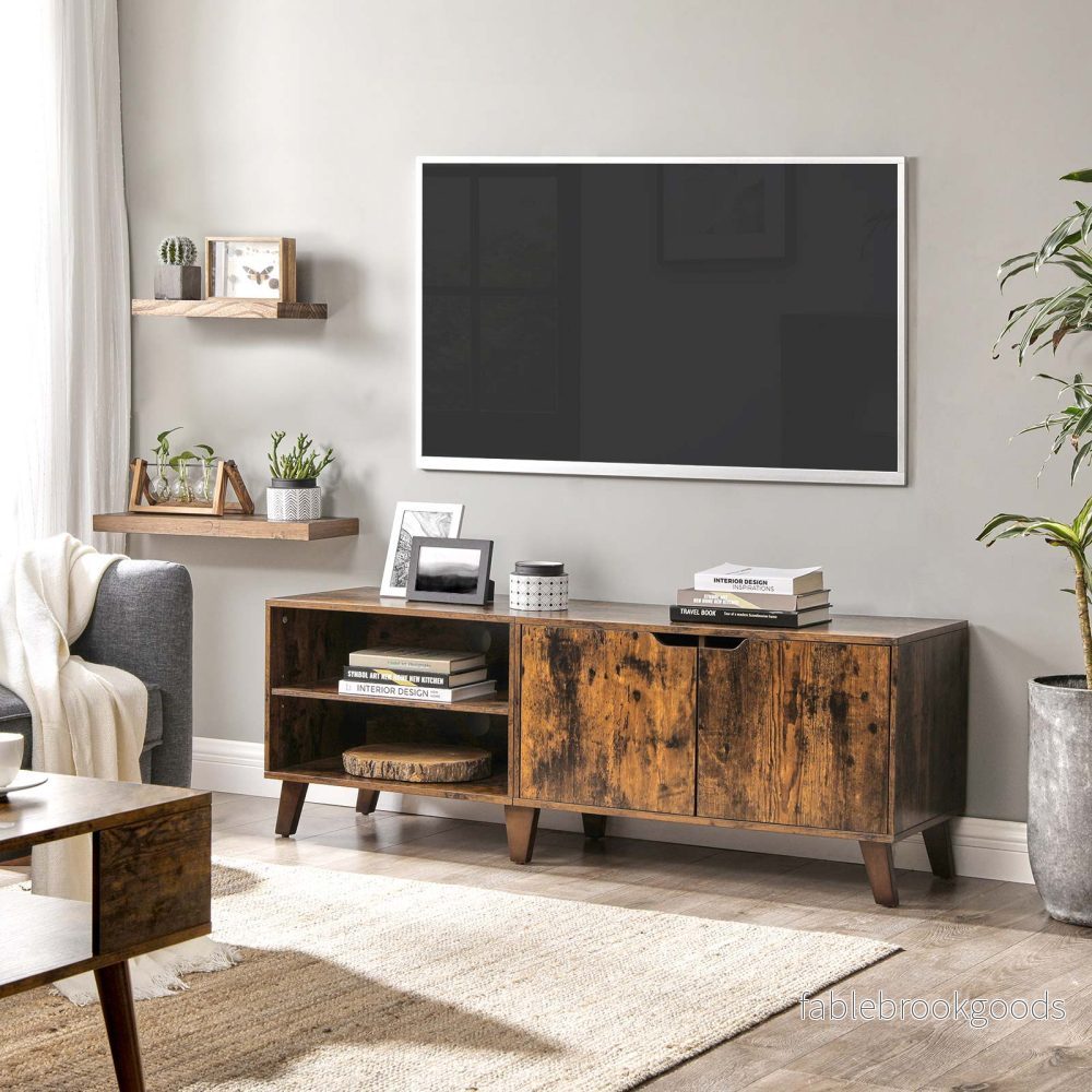 TV-skåp – Justerbara hyllor – Vintage brun - Bild 2