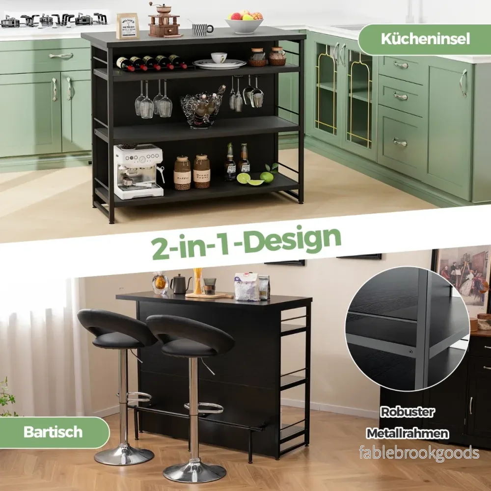 Hemma – Barskåp med öppna hyllor och Vinställ Glashållare Kökshylla – 4 – Svart - Bild 2