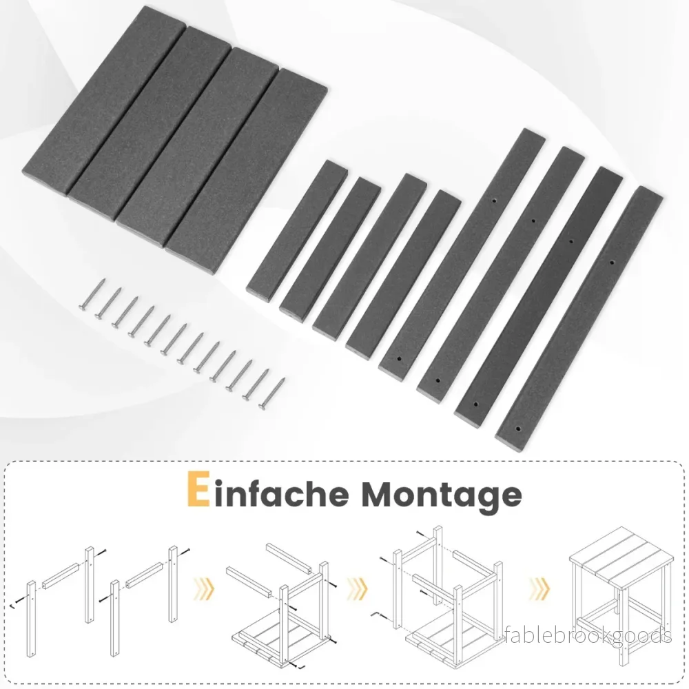 Sidobord – väderbeständigt HDPE Adirondack – 36 x 36 x 47 cm – Grå - Bild 2