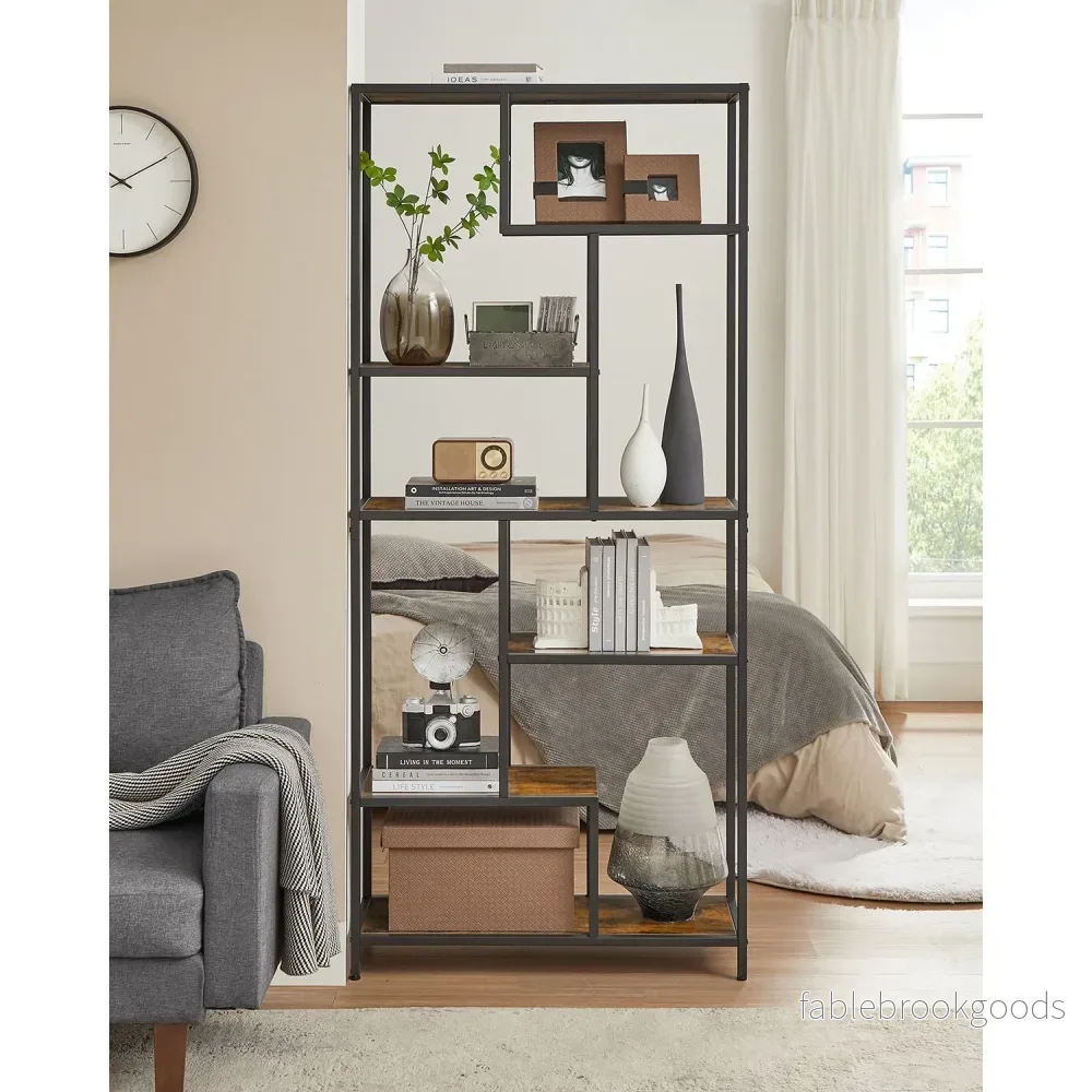 Bokhylla – 6-fack design – Vintage brun-svart - Bild 2