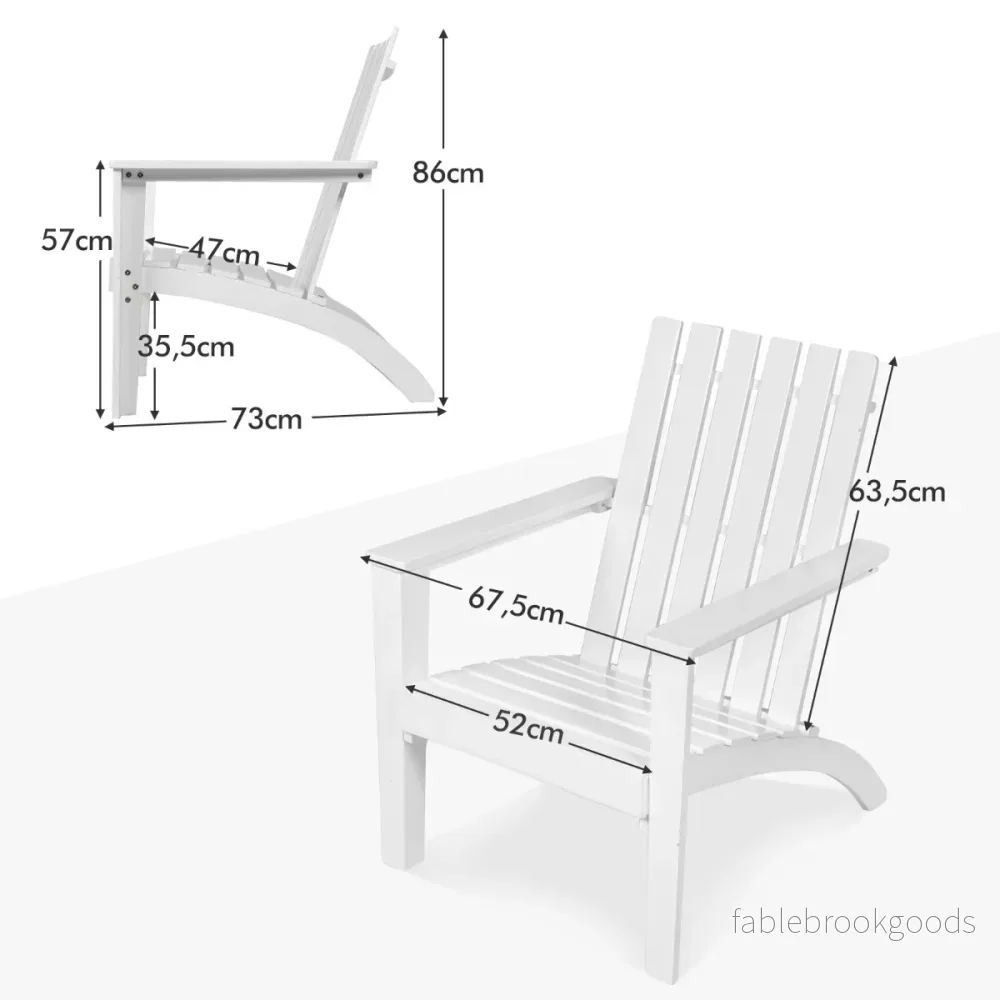 Adirondack – Stol tillverkad av akaciaträ upp – 160 kg – Vit - Bild 2
