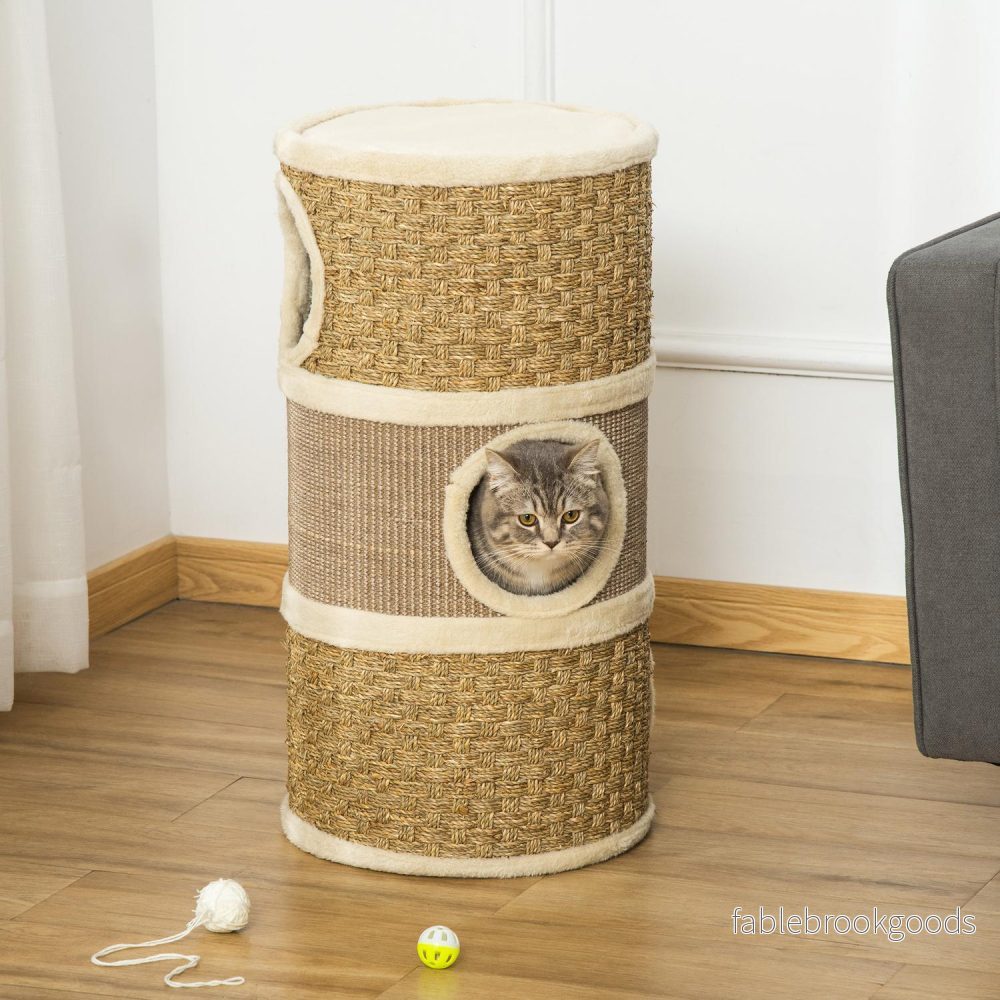 Cat Scratching Barrel, 3-Level Sisal Plysch, 37,5x70 cm - Bild 2