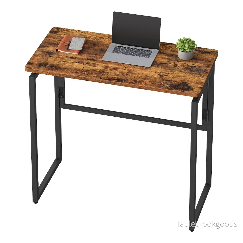 Opklapbaar Bureau - 80 x 40 cm - Afgeronde Hoeken - Ruimtebesparend - Bruin - Bild 2